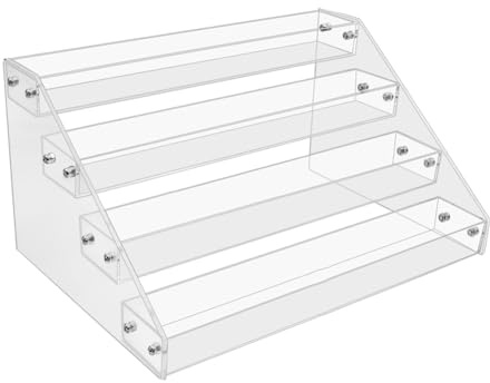 puhae 4Tier Clear Acrylic CD Holder Cascading CD Storage Rack,DVD/CD Display Rack & Vinyl Record Storage Stand