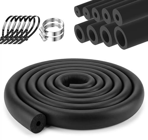 XLTBOMS 1.8m Calorifuge Tuyau Chauffage Ø 6mm Manchon Isolant Tuyau | Isolation Tuyaux Chauffage, pour la Climatisation et les Installations Sanitaires, Imperméable & Durable (Noir, 6mm)