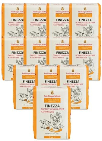 Bielmeier Frießinger Mühle Pizzamehl Finezza 12×1 kg – Semola Rimacinata Hartweizengrieß für extra knusprige Pizza, Pasta & Brote – XXL Vorratspack für Profis, Gastronomie & Vielbäcker