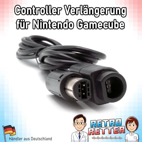 RetroRetter 1x Kabel Verlängerung 1,8m für GameCube Controller - Verlängerungskabel GC GamePad Kabel