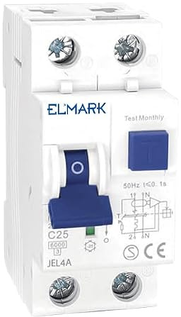 Interruttore Magnetotermico Differenziale 2 Moduli 20A RCBO Elettronico JEL4A 6kA 2P 30mA per Guida DIN (20, Ampere)