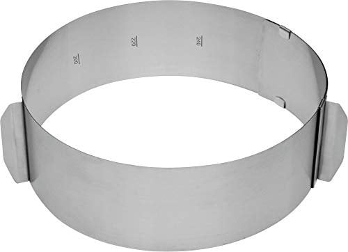 chg 3305-00 Tortenring mit Skala Höhe: 8,5 cm verstellbar von 16-30 cm, Silber
