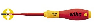 Wiha Schraubendreher SoftFinish® electric slimFix Schlitz (35390) 4,0 mm x 100 mm für tiefliegende Schrauben, ergonomischer Griff für kraftvolles Drehen, Allrounder für Elektriker, VDE-geprüft, stückgeprüft