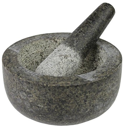 JADE TEMPLE Mortier avec Pilon en Granit Gris, Granite, Gris, 51 x 34.5 x 17 cm