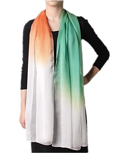 Prettystern - 180CM X 65cm Farbenspiel farbverlauf erfrischend leicht Chiffon Stola aus reiner Seide - Regenbogen B