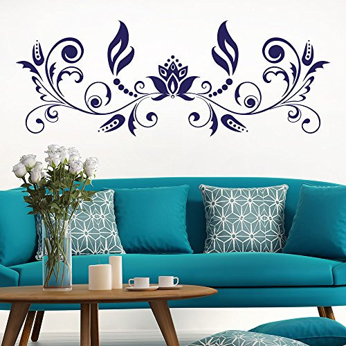 KLEBEHELD® Wandtattoo Barockstil Ornament | Barocke Formen | Größe 80x30cm, Farbe schwarz