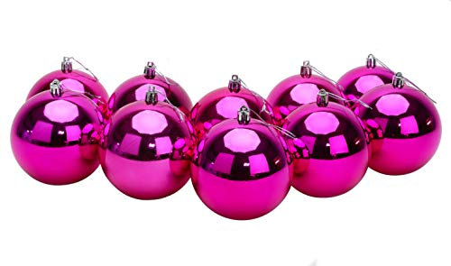 Toyland® 144 Extra Large 100mm Christmas Baubles - Christmas Tree Decorations (Hot Pink)