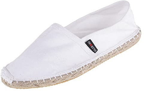 Japanwelt Espadrilles Unicolor Canvas Weiß Damen und Herren Größe 43 Unisex Leinen Slipper