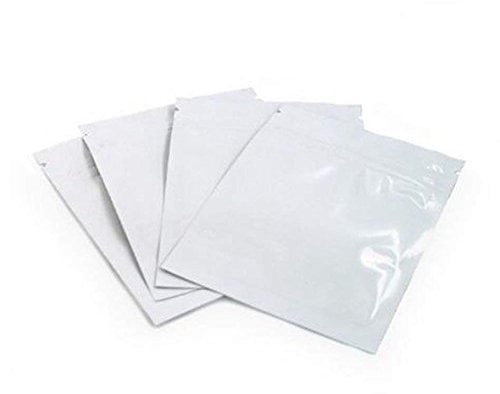 100 Pieces Mylar Foil Ziplock Bag Sample Pouch Self Sealing Double-Sided Color Flat Ziplock Bags Food Grade Storage Vacuum Sealer 8.5x13cm (White)