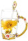 YBK Tech Kreative Blume Glastasse Kristallglas Teetasse mit Griff für heiße Getränke, Eistee, nackten Saft – Chrysantheme (groß (350 ml) ohne Geschenk-Box)