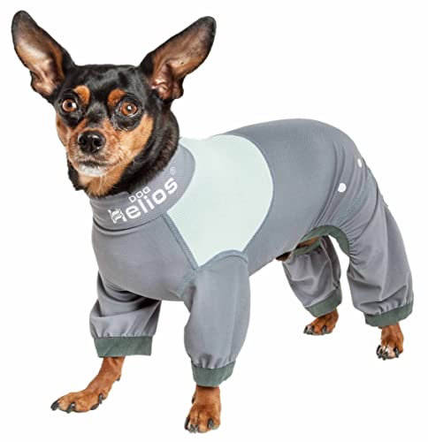 Dog Helios Tail Runner Lightweight 4-Way-Stretch Breathable Full Bodied Performance Dog Track Suit, Medium, Grey