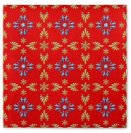 Sovie HORECA Weihnachtsserviette SCARLETT (Rot-Blau) aus Linclass® Airlaid, Stoffähnliche Serviette ideal für Weihnachtsfeiern & Adventszeit, 40x40cm, 1/4 Falz, 50 Stück