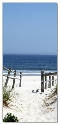 Wallario Selbstklebende Türtapete Blick auf Strand - Türposter 100 x 220 cm Abwischbar, rückstandsfrei zu entfernen
