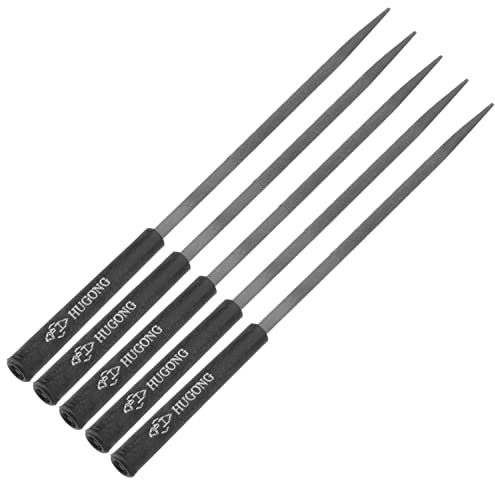 Utoolmart Lima de aguja redonda de acero de segundo corte de 4 mm x 160 mm con mango de plástico 5 piezas
