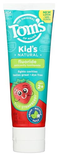 Tom's of Maine Natural Kid's Fluoride Toothpaste, Silly Strawberry, 5.1 oz. (back in original formula)