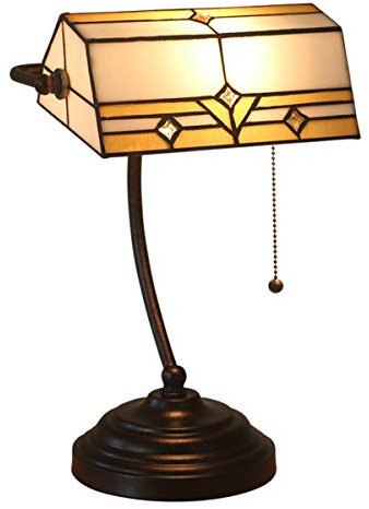 GDLight Barroco Tiffany Bankerlampe im Vintage-Stil, Lichter aus Zinklegierung, Schreibtischlampe für Kinder, Wohnzimmer, Schlafzimmer