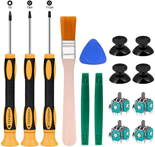 RGEEK Kit de réparation de tournevis T6 T8 T10 pour manette Xbox One – Comprend 4 joysticks analogiques 3D pour manette Xbox One + 4 capuchons de joystick
