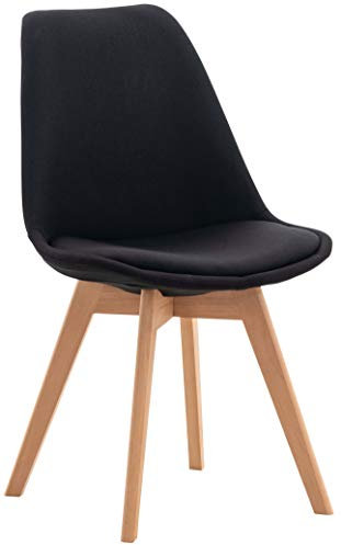 CLP Esszimmerstuhl Linares Kunststoff I Stoff I Samt I Cord I Lederoptik I Lehnstuhl Mit Holzgestell, Farbe:schwarz, Material:Stoff