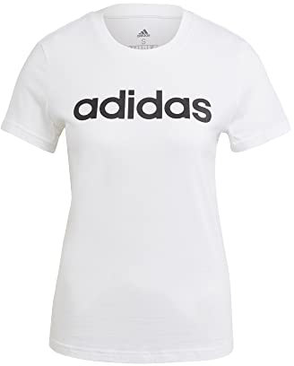 adidas Womens Essentials Slim Logo Langarm T-Shirt, White/Black, XL