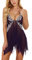 ONGASOFT Lingerie Donna Sexy Intima Pizzo Babydoll Trasparente Camicia da Notte Chiusura Frontale Aperta Scollo a V Perizoma, Viola