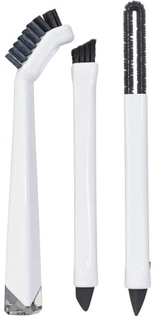 Small Cleaning Brush Set 3pcs—Crevice Brushes for Cleaning—Scrub Brushes Set with Silicone Tipped Scrub Brush—Stiff Handle Miniature Cleaning Brush for Kitchen Uensils, Tight Spaces, Tub, Shower