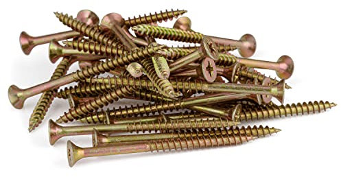 SEQUAL Multi-Purpose Screws M5 x 80mm (Box of 100), Yellow & Zinc, Double Countersunk Wood & MDF Screws