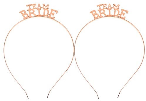 Lurrose 2pcs Team Bride Headband Rose Gold Wedding Bridal Tiara Womens Headbands Bride to Be Headband Bridesmaid Headpiece for Wedding Party