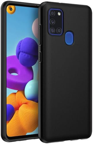 CoolGadget Schutzhülle TPU für Samsung Galaxy A21s - stoßfest, Kratzfest, präzise Aussparungen, kabelloses Laden, Schwarz