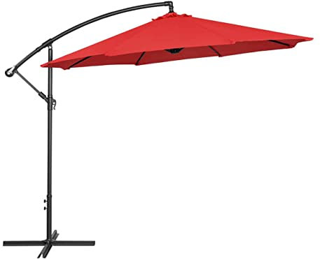 Uniprodo UNI_UMBRELLA_R300RE_N Parasol Déporté Rouge Rond Ø 300 cm Inclinable Parasol Excentré Parasol De Jardin