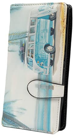 Shag Wear Damen Premium Vegan Clutch Kartenhalter Reißverschluss Geldbörse Geldbörse mit hübschen Natur-Designs, Surfin USA, Large, Modern