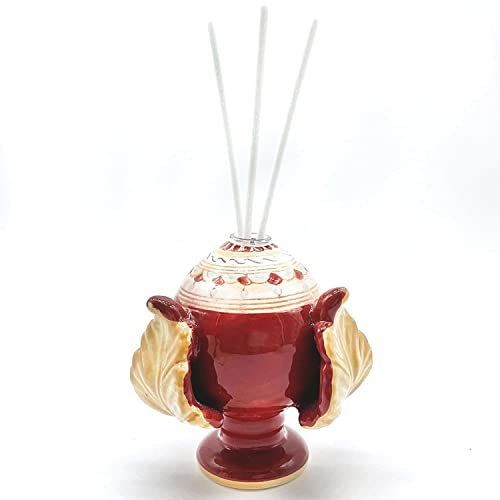 ARTE DEGLI ARGENTI BOMBONIERA PUMO POMO SALENTINO PUGLIESE PROFUMATORE AMBIENTE ALTEZZA Cm.9 NOZZE LAUREA CRESIMA EVENTI in CERAMICA ROSSO-AVORIO 875X421