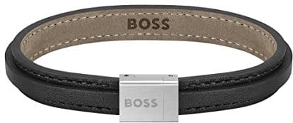 BOSS Jewelry Lederarmband für Herren Kollektion GROVER Schwarz - 1580328M