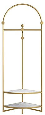 SERUMY Portemanteau Salon Portemanteaux Étagère d'angle, Salle d'angle Haut de Chambre, Rack de Coin en métal, Porte-Manteaux, Rack d'angle, Rack de Stockage de Salon (doré) Porte-Manteau sur Pied