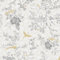 Muriva Lipsy Himara Wallpaper-Modern Floral Wallpaper Living Room，Bedroom，Fireplace-Decorative Nature Luxury Wall Paper w/ Flowers，Birds & Metallic Gold Geometric Print (Pale Grey)，Gold,grey
