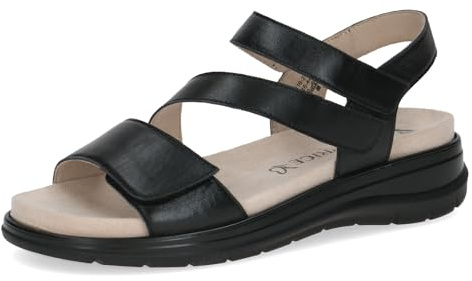 CAPRICE Damen Sandalen flach aus Leder Bequem, Schwarz (Black Nappa), 40 EU