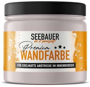 SEEBAUER diy Wandfarbe Lila 300ML für Innen (No. 959 Plum Cake) Edelmatte lila Innenfarbe - Violetttöne sehr hohe Deckkraft - Matt, Abwaschbar und Tropffrei