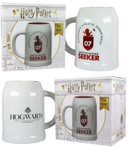 Toptoys2u Bargain Bundles Gryffindor Harry Potter Hogwarts - Large 600ml Mug Ceramic Stein - Coffee/Tea Mug Twin Pack Gift Boxed