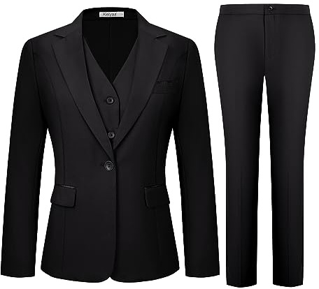 Kelyaa Women's 3 Piece Pant Suit Business Blazer Vest & Pants Set,Medium