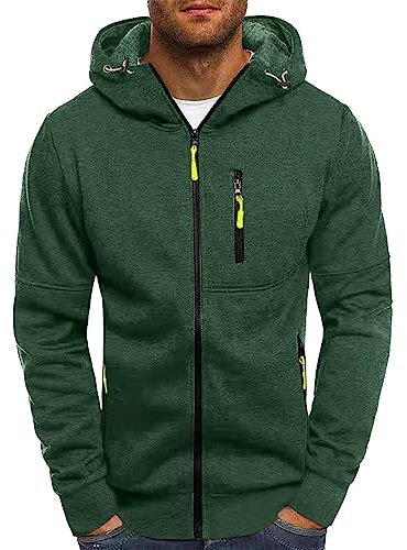 Hoodie Herren,Pullover Herren Zip up Langarm Hoodie mit Kapuze Kapuzenpullover mit Reißverschluss Sweatjacke Kordelzug Casual Sport Winter Sweatshirt Kapuzenjacke Kapuzenpulli Jacke
