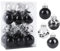 24 Stück schwarz-weißes Christbaumkugel-Dekorationsset Splitterfreie Weihnachtskugel Weihnachtsbaumschmuck zum Aufhängen Zarte Weihnachtskugeln Dekor für DIY Halloween Hochzeitsdekoration (schwarz)