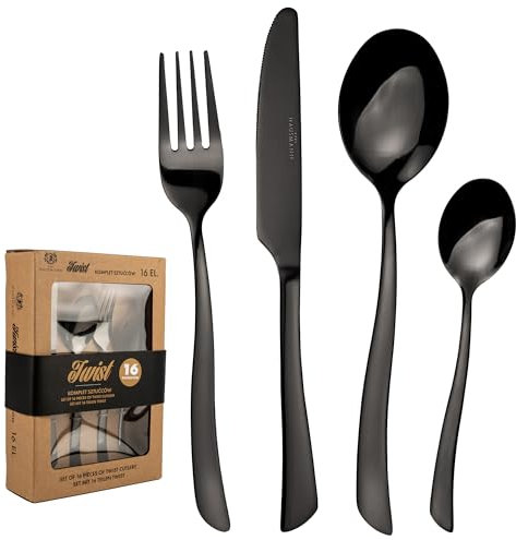 KARL HAUSMANN Besteck Set für 4 Personen - 16-Teilig - Essbesteck Spülmaschinenfest Rostfrei - Besteckset aus Edelstahl - Cutlery Set 4 People - Silverware Set - Bestecksets - Camping Besteck