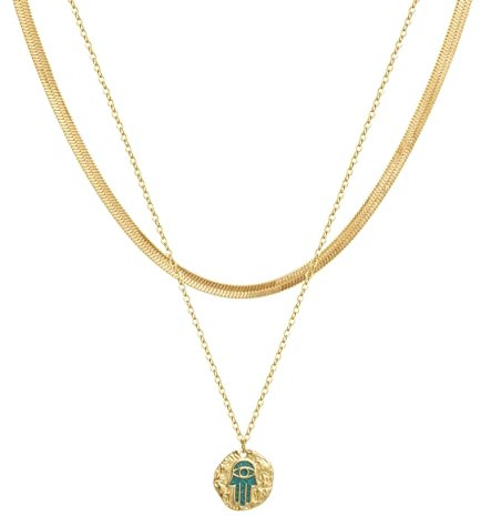 Joo&Rind Damen Halskette Gold, Nazar Auge Kette Edelstahl mit Edelstein 18k Vergoldet Schmuck, Geschenke für Frauen