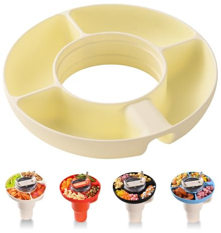 MOYENNE Snackschale für Stanley 1,2 l Tasse, Silikon, wiederverwendbar, Stanley Snack-Tablett, Stanley Cup Zubehör 1,2 l, Stanley Snackschale kompatibel mit Griff (cremeweiß)