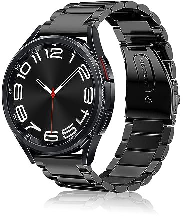 SeNool 20mm Cinturino per Samsung Galaxy Watch 7 / Galaxy Watch 6 40mm 44mm, Metallo Acciaio Inox Bracciale per Samsung Galaxy Watch FE 40mm / Galaxy Watch 6 Classic 43mm 47mm (Nero)