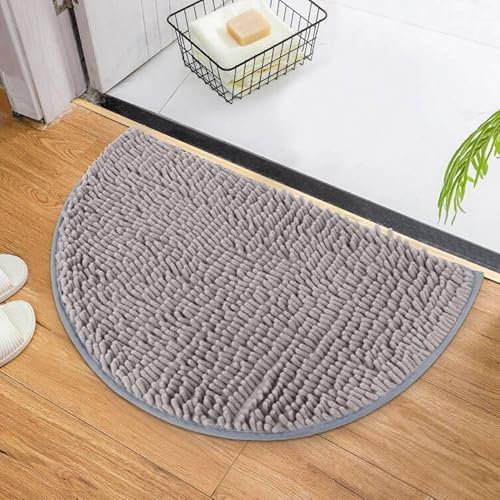 Minicoco Bath Mat Non Slip Anti Mould Mats 40 x 60 cm Curved Bath Mat Chenille Shower Mat Strong Water Absorbent Bathroom Mat Ultra Soft Microfiber Bathroom Carpet