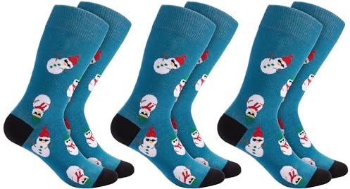 BRUBAKER 3 Paar Weihnachtssocken für Damen und Herren - Coole Schneemänner - Baumwolle Socken Weihnachten - Größe 41-45