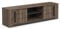 Demeyere Meuble TV Bois Tendance 3 Etagères 2 Portes Coulissantes – Style Industriel – Coloris Bois Brûlé & Noir Charbon - 180 x 52 x 42 cm