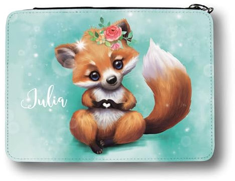 Wandtattoo Loft Gefüllte Federtasche Federmäppchen Fuchs personalisiert mit Wunschnamen Mädchen Einschulungsgeschenk