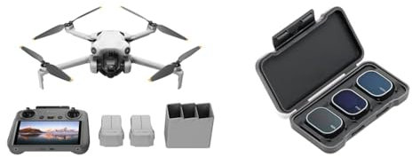 DJI Mini 4 Pro Fly More Combo con DJI RC 2 (Radiocomando con Schermo), Mini Drone con Telecamera, Meno di 249 g C0 & Set filtri ND per Mini 4 Pro (ND16/64/256)
