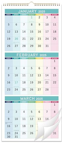 Wandkalender 2025 – 3-Monats-Wandkalender Display (gefaltet in einem Monat), Januar 2025 – Dez 2025, 28,6 x 66 cm, 3-Monatskalender 2025 – klassisch